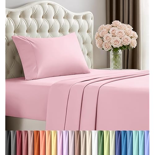 Utopia Bedding Twin Bed Sheets Set - 3 Piece Bedding - Brushed Microfiber - Shrinkage and Fade Resistant - Easy Care (Crystal Pink)