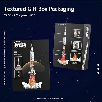 Sosuy Space-Rocket Building Blocks Sets,STEM 1201PCS 6+ Stage Separated Arrow Model Rockets Kit,Light Strip NASA Toys for Boys Adult Teen,Saturn V Models Birthday Gifts for Kids Age 8-12
