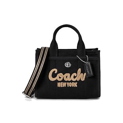 COACH Cargo Tote Bag 20 Tote Handbags Black, Cotton/Denim/Leather