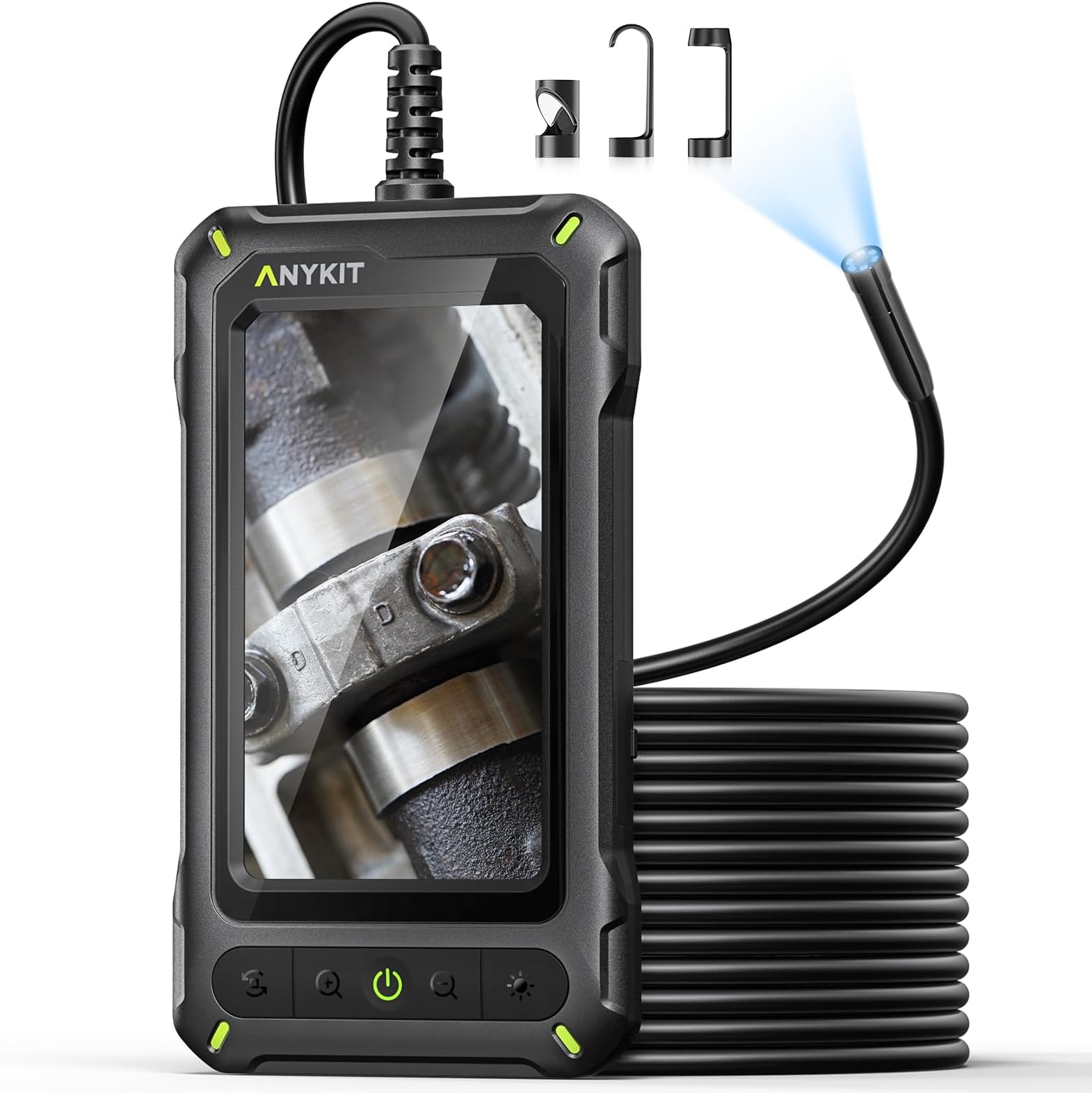 Anykit Endoscope Camera with Light, 1080P Industrial Endoscope Camera | 4.3 Inch HD Screen, 0.3 Slim Probe, in 16.5 FT Semi-Rigid Probe, IP67 Waterproof for Engine Pipe Wall Inspection