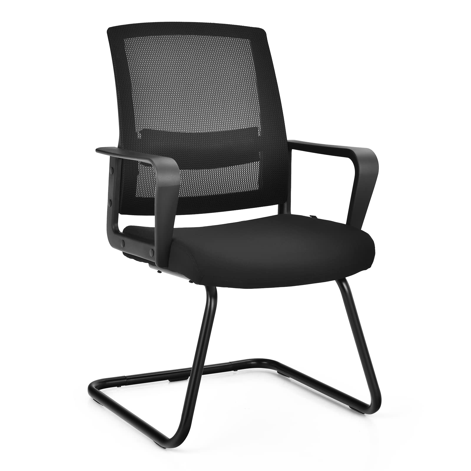 COSTWAY Freischwinger Stuhl, Schwingstuhl mit Armlehne, Konferenzstuhl, Bürostuhl, Computerstuhl bis 136kg belastbar, Besucherstuhl für Büro, Konferenzraum, Arbeitszimmer