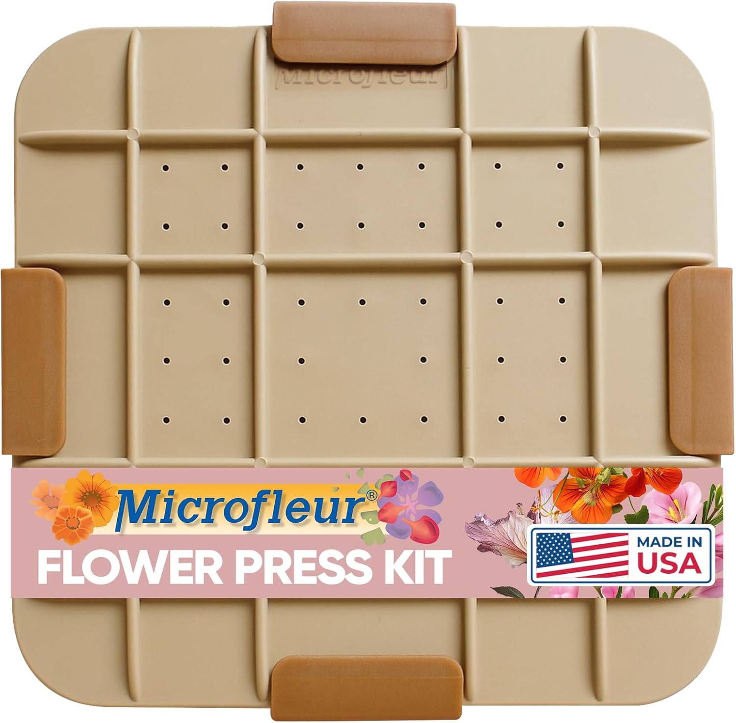 Microfleur Flower Preservation Press Kit, Portable Quick & Easy for Pressed Flowers, Craft Flower Press Kit, Pressing Dry Bouquet & Leaf, Washable Cloth for Lasting Color Fits Most Microwave, 9" 23 cm