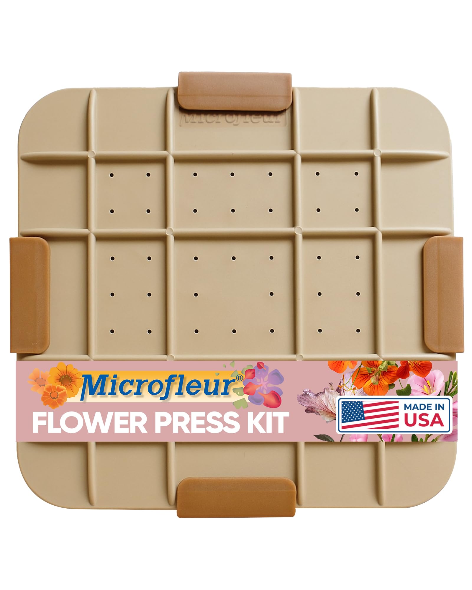 Microfleur Max Art Flower Presser Kit – Quick & Easy Pressing with Washable Cloth, Vibrant Color Retention, Fits Most Microwaves, 9" (23 cm)