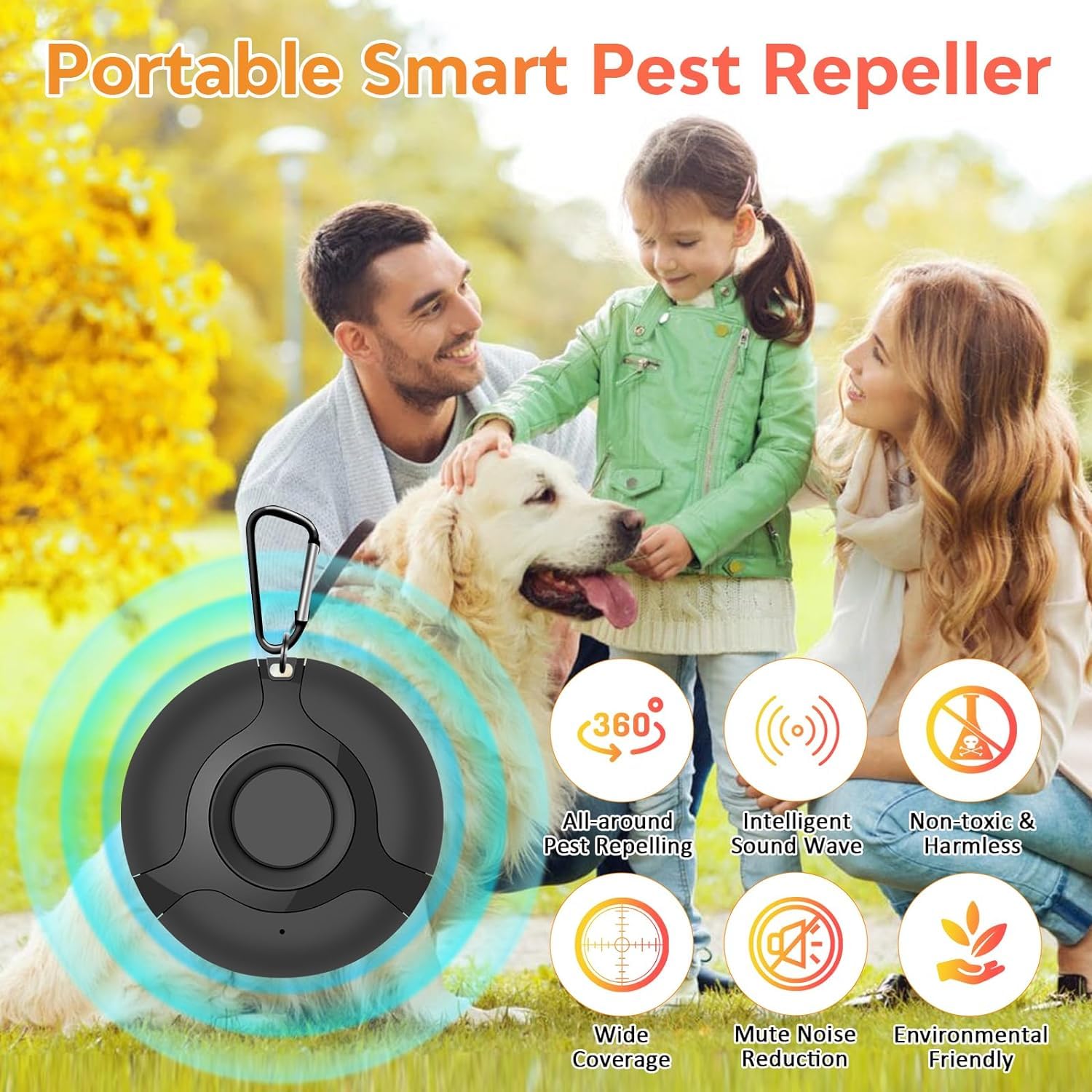 COMBLU - Repelente ultrasónico, portátil al aire libre, USB, electrónico, ultrasónico, repellante y silencioso, diseño de succión para el hogar y el patio de pest control