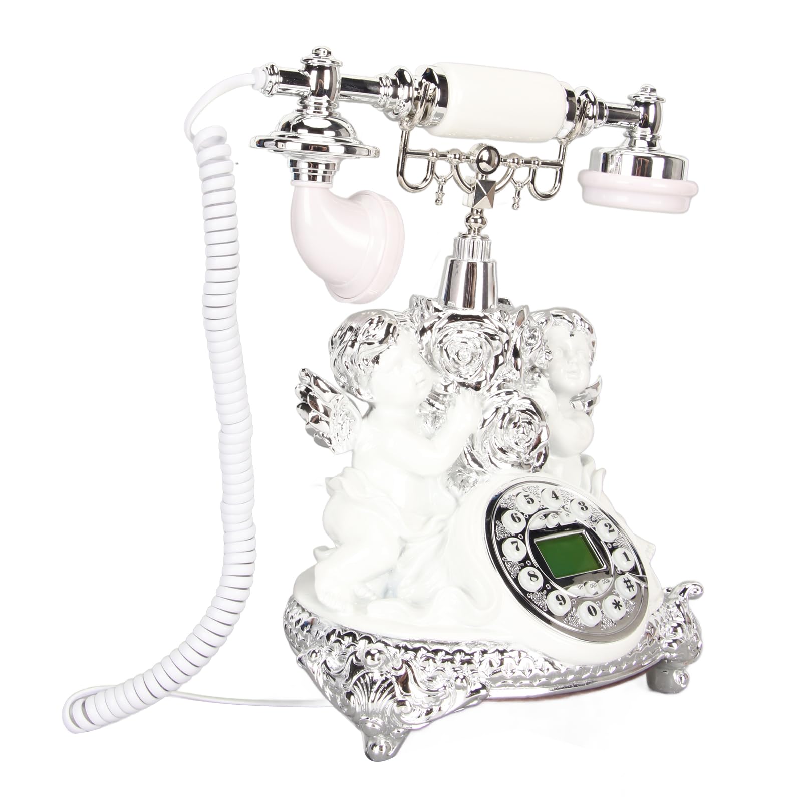 Generic Telefono Vintage Antico Facile da Usare per Casa e Ufficio, Materiale in Resina Elettrolitica (MS‑8334C, argento)