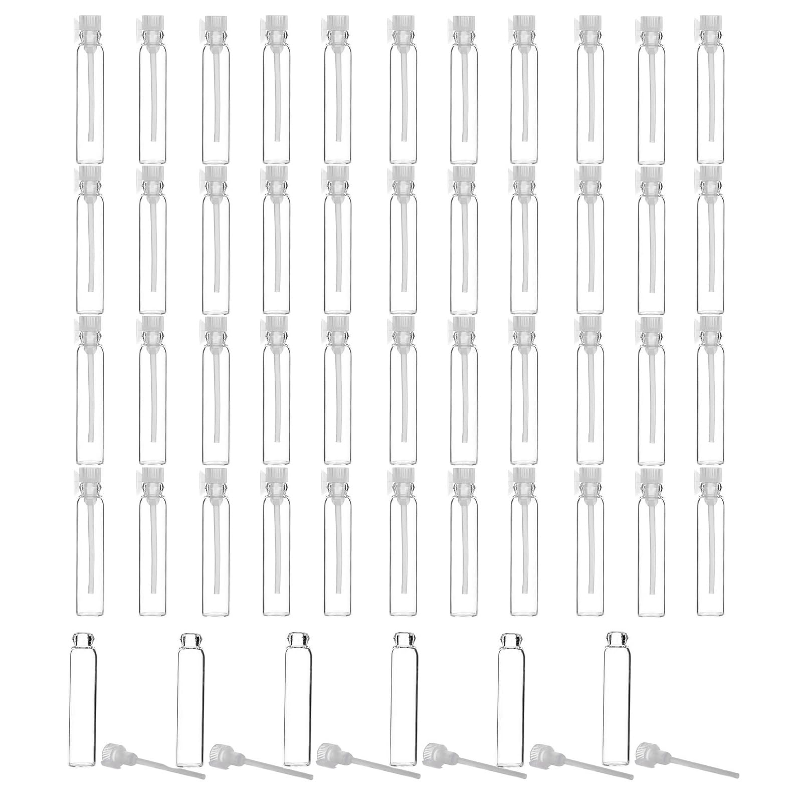 Skypro White 50Pcs 5Ml Empty Perfume Sample Bottles Essential Oil Test Tube Bottle Mini Glass Refillable Sample Vial Containers For Aromatherapy, Fragrance And Liquid - Cap