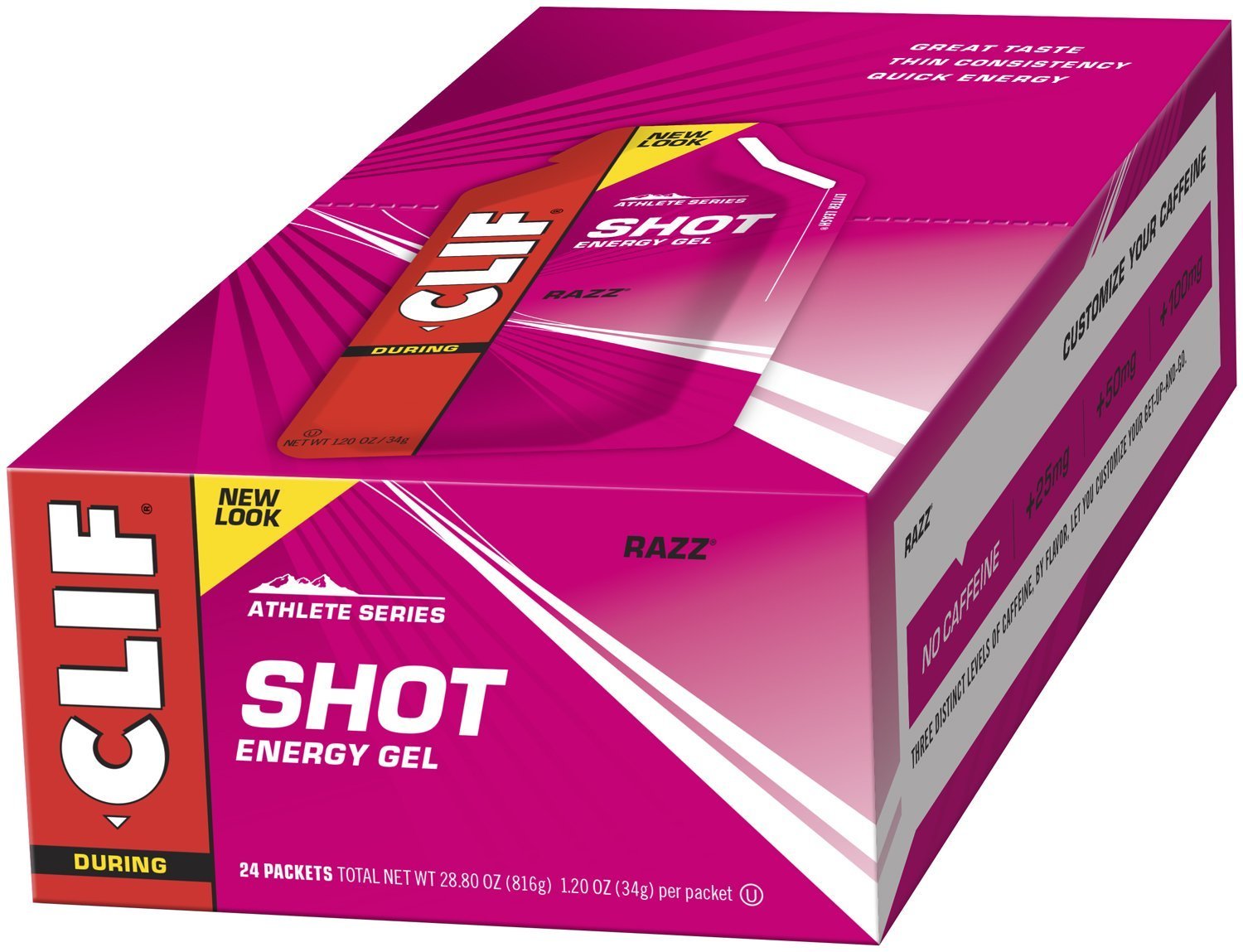 Clif Shot Energy Gel Sachet Razz Flavour 34 g (Pack of 24)