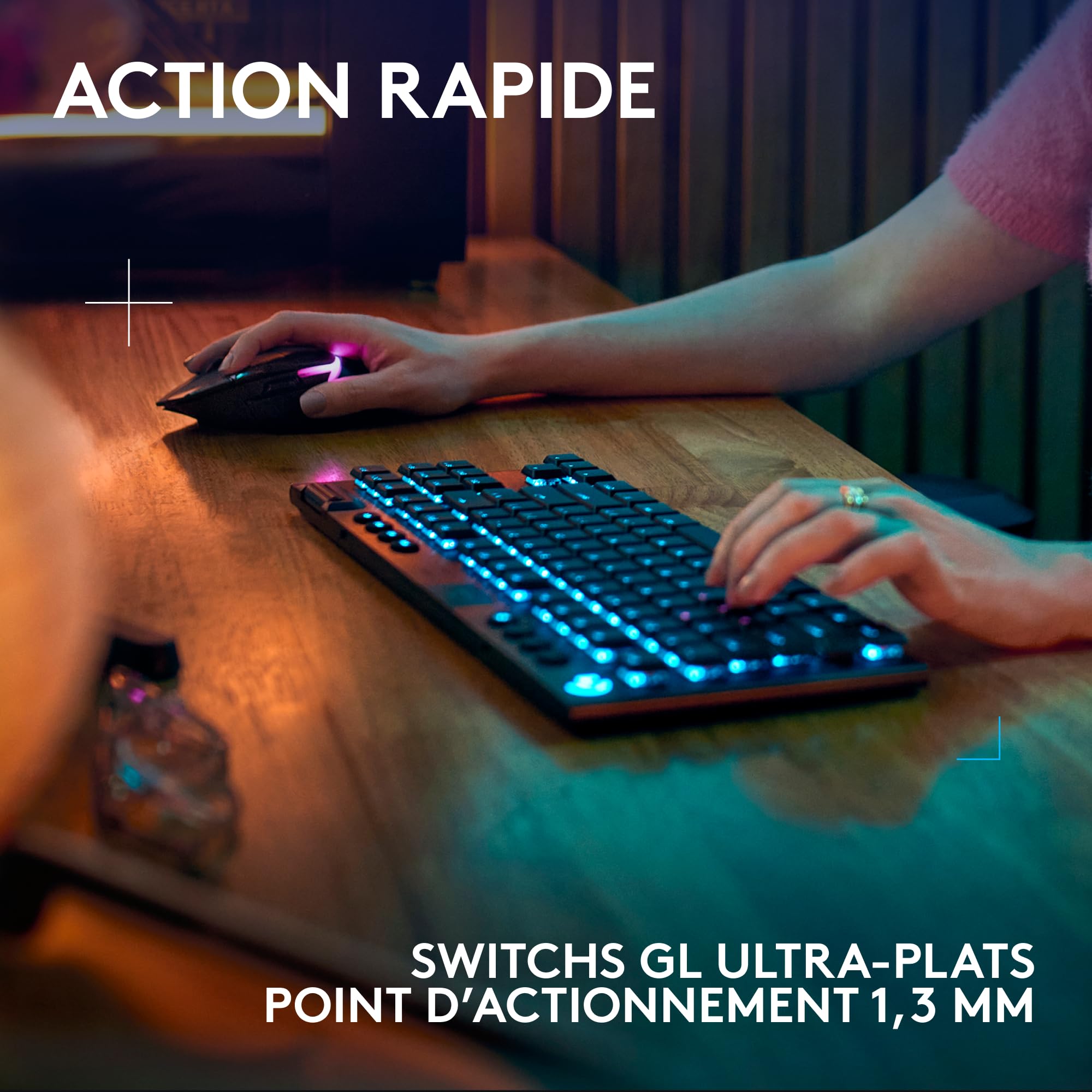 Logitech G G915 X LIGHTSPEED TKL Clavier gaming sans fil ultra-plat, touches PBT double couche, touches entièrement programmables, rétroéclairage RVB, GL Brown Tactile - PC/Mac, FRA AZERTY - Noir