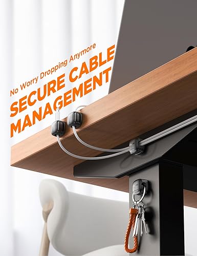 Miniatura 4 de Paquete de 6 organizadores de cables - Clips de gestión de cables con doble resorte y cierre de cierre, soporte de cable adhesivo para cargador de