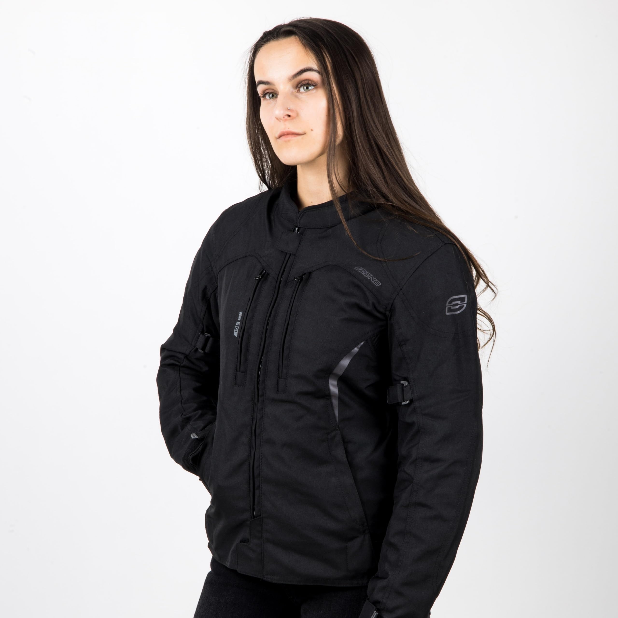 OZONE MOTO Delta IV Lady Motorradjacke Damen | Wasserdichte Membran | Ellenbogen und Schulterprotektoren | 3 Belüftungskanäle | Reflektierende Elemente | Größen bis 10XL