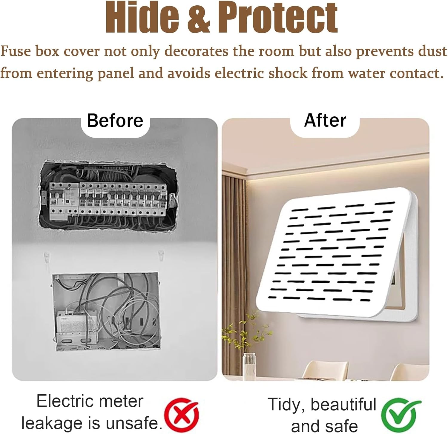 Electrical Panel Cover Hollow Design Breaker Box Cover Decorative, Flip-Up Household Electric Panel Cover Decorative, Distribution Box Protective Lid for Living Room(Style B,40x30cm (15 3/4"x11 3/4"))