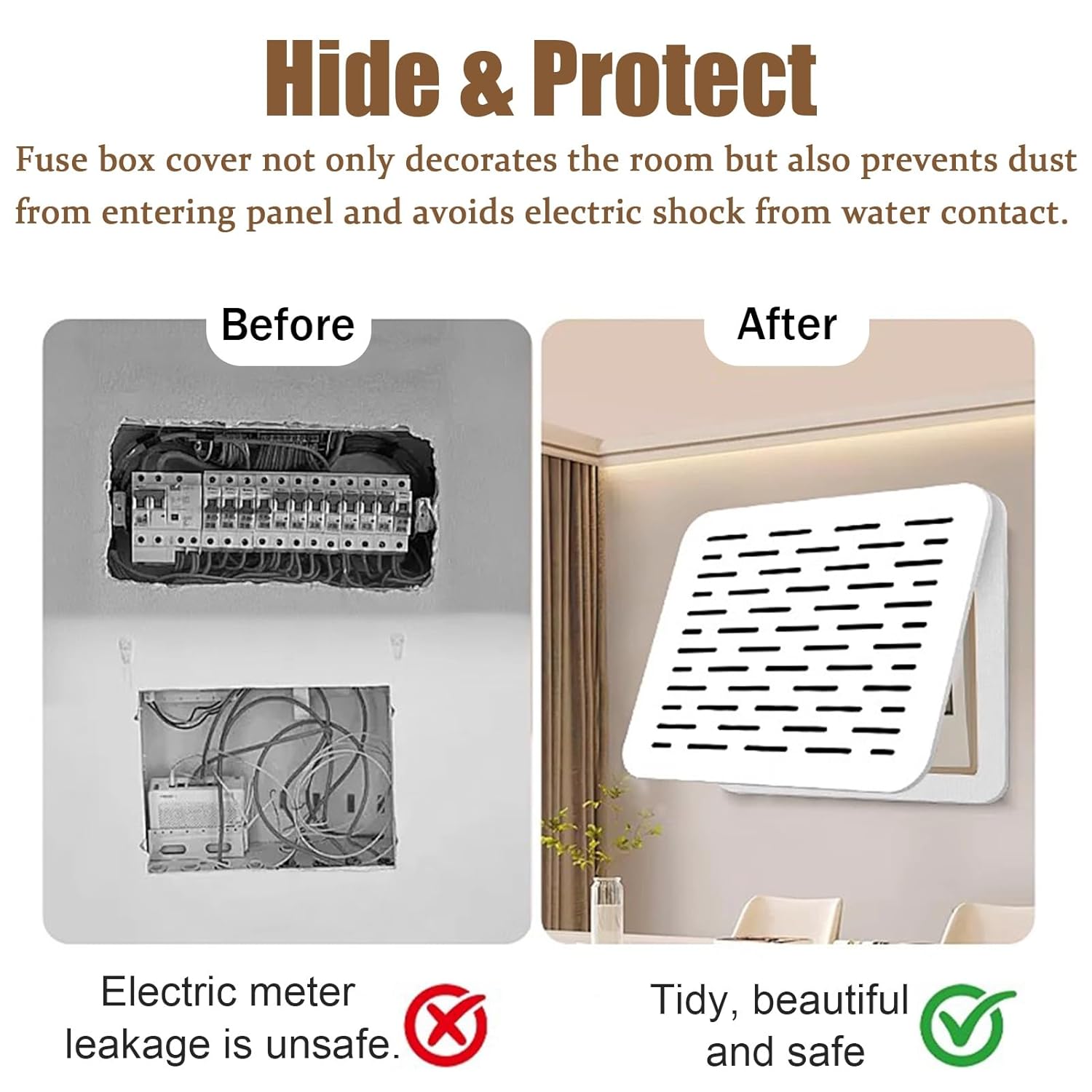 Hollow Design Electl Panel Cover - Durable Flip-Up Protective Lid for Breaker Box & Household Distribution Box – Enhanced Safety & Easy Access