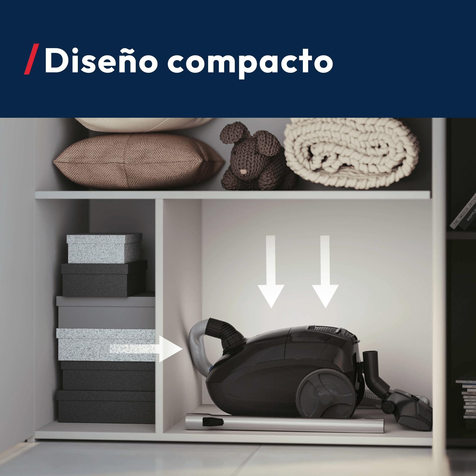 Hoover HE1 Aspiradora de Trineo con Bolsa Compacta | Todos los Suelos | Con Cable, Radio de Acción 7,5m, Capacidad de Bolsa 2,5L, Filtro EPA, Accesorios Incluidos