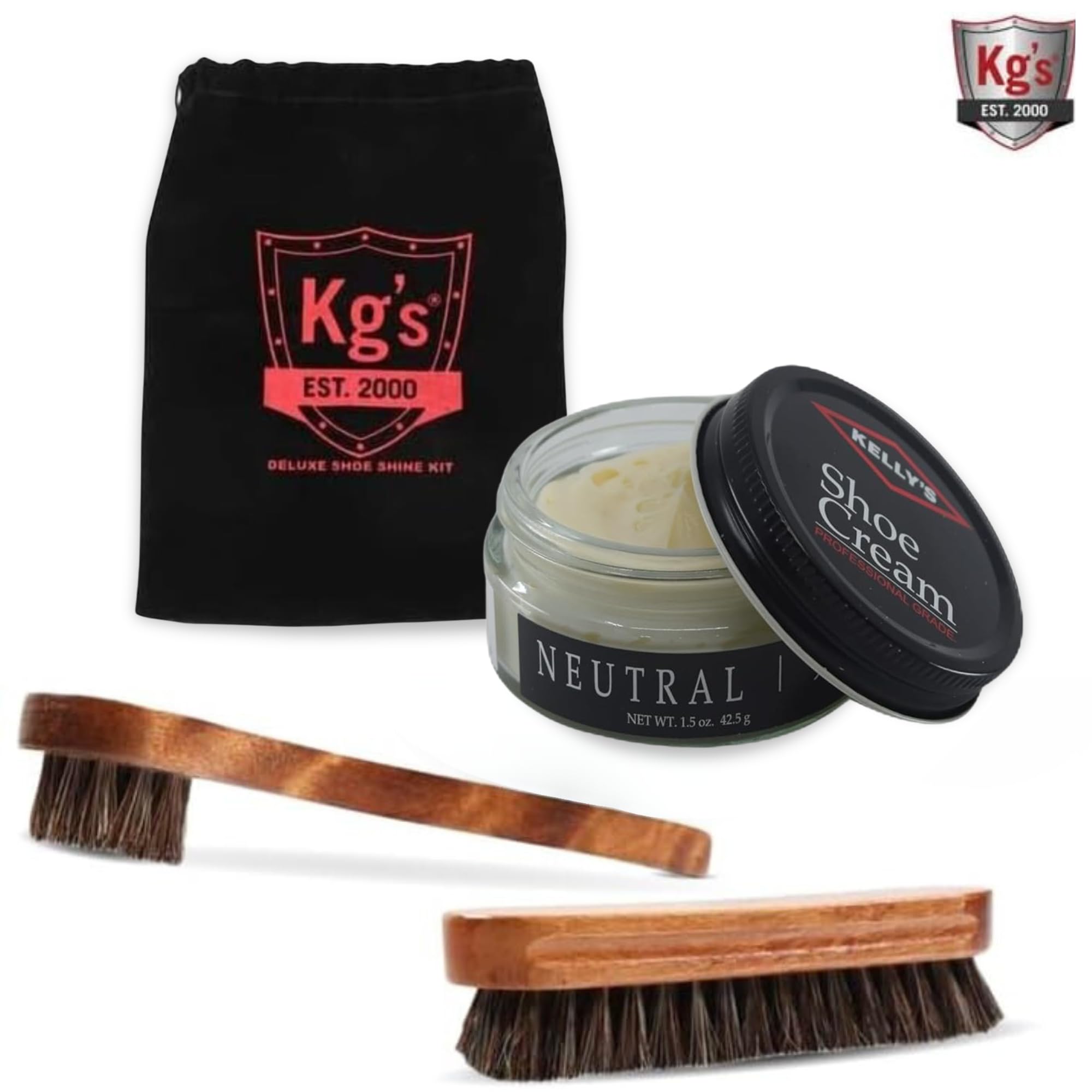 Kg's El kit de brillo de zapatos incluye pulido, cepillo de crin, aplicador y bolsa de almacenamiento