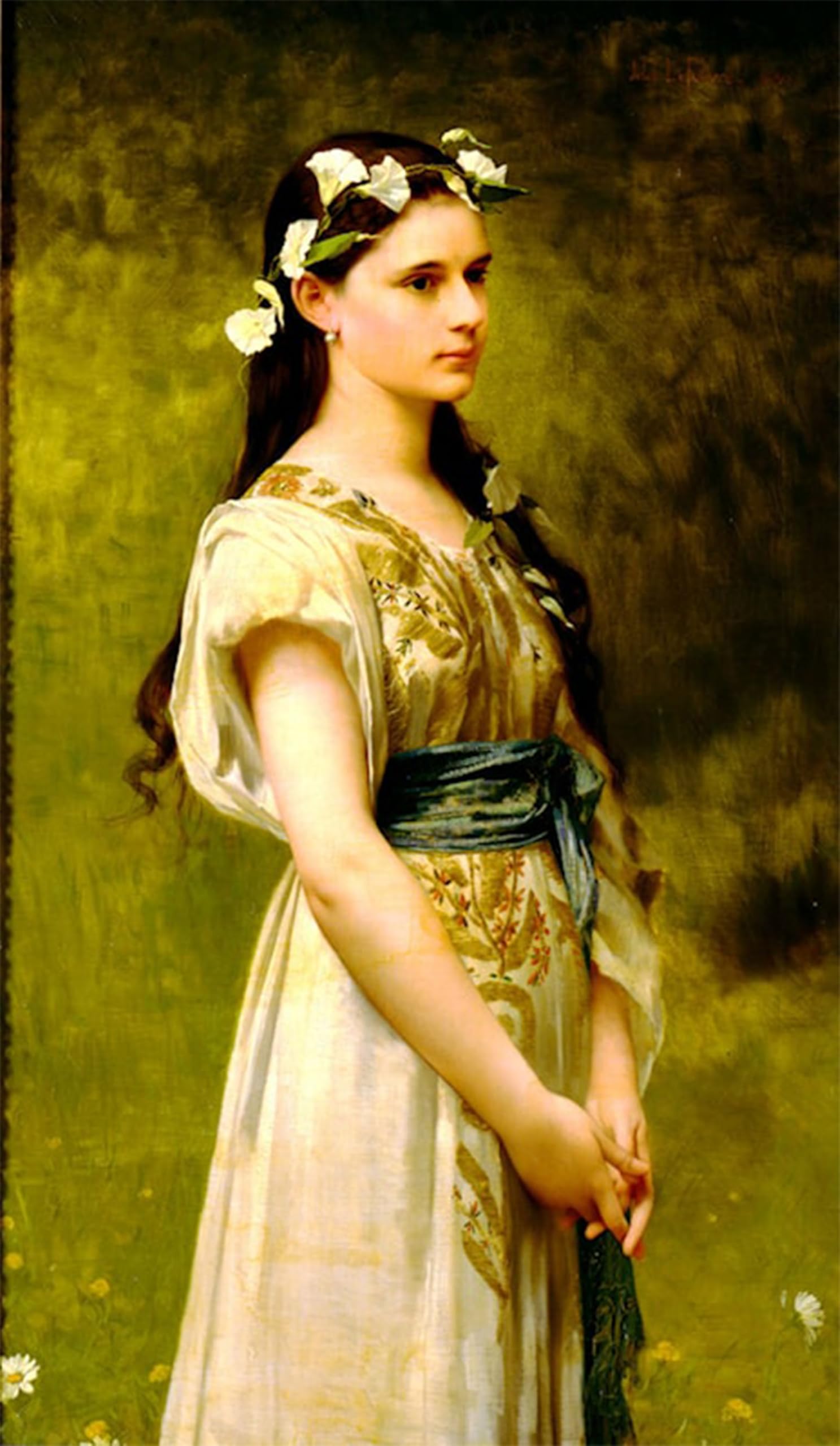 ARTXLXXBN Famous Art Print Poster Vintage Wall Art Portrait of Julia Foster Ward by Jules Lefebvre Canvas Art Poster for Home Decor 60x90cm