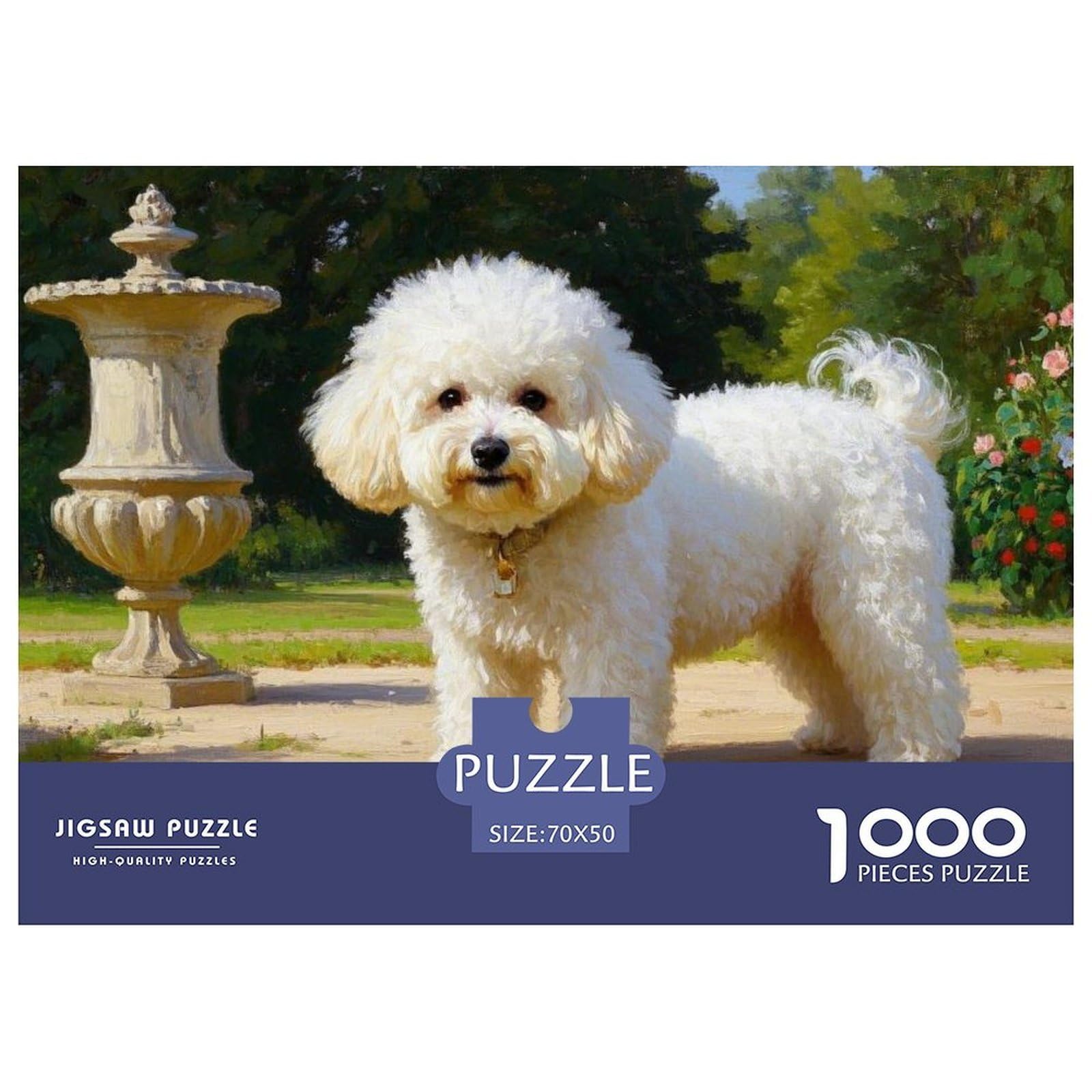 Bichon Frise Dog Jigsaw Puzzles 1000 Pieces Challenge Toy for Adults,Garden Landscape Impossible Jigsaw Puzzles 1000 Pieces Educational Games Home Decoration 70x50cm/1000pcs — image 1