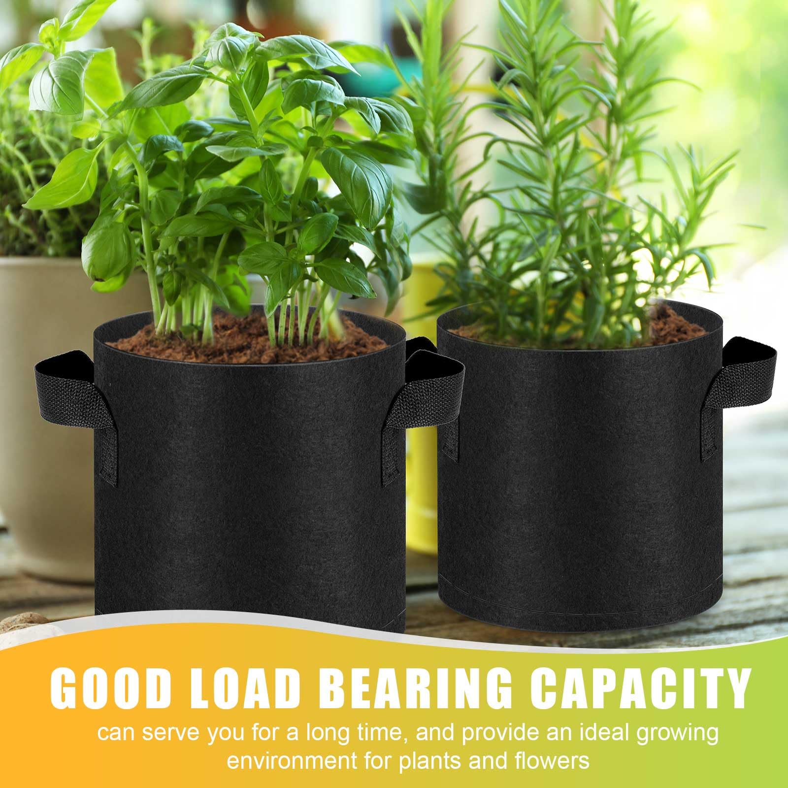 Nuanchu Lot de 100 sacs de culture de 7,6 litres en tissu aéré avec poignées - Sacs de jardin non tissés épais pour cultiver des légumes - Sacs de culture robustes pour fleurs et fruits