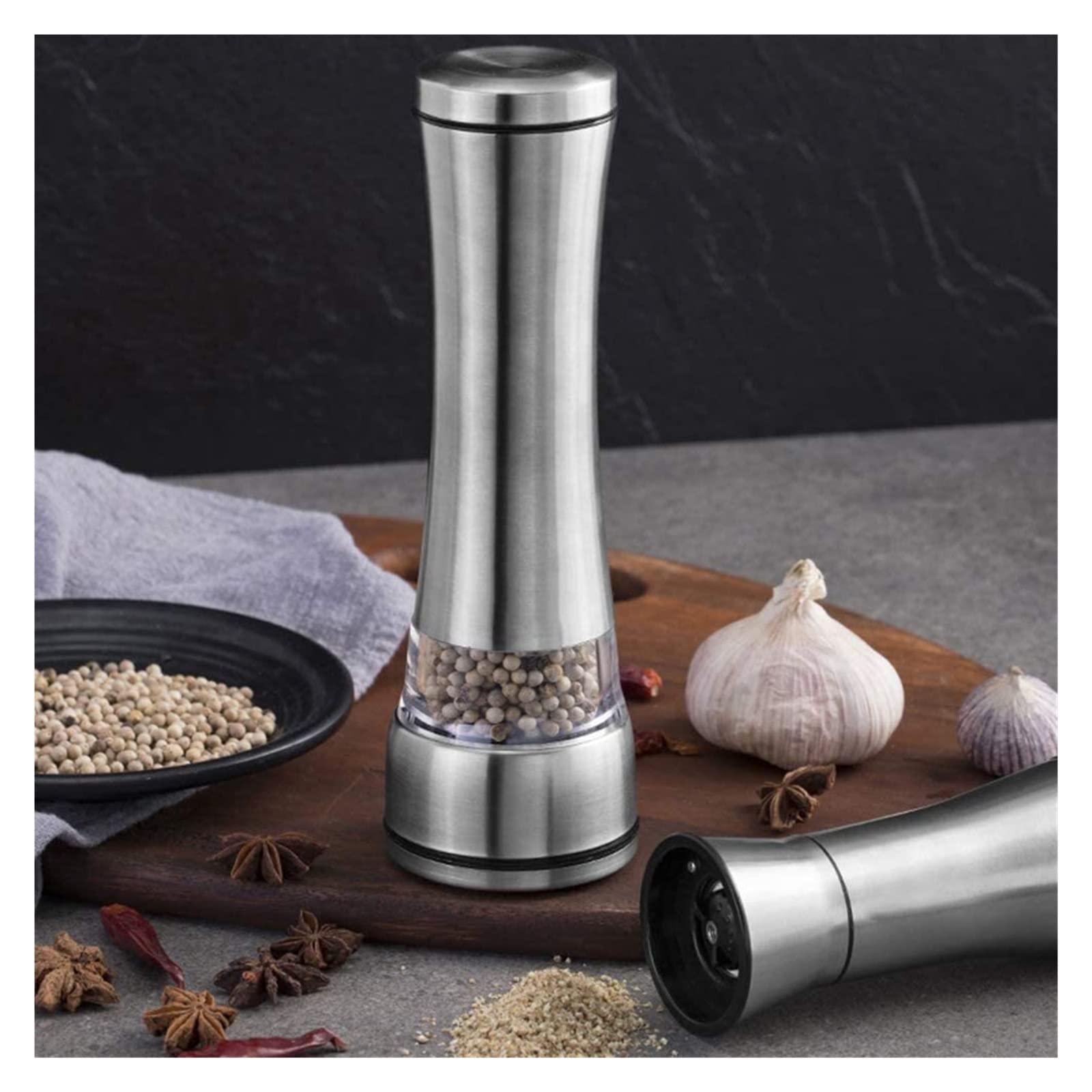 Macina Pepe Macina Sale Macinapepe Set Di 2 Macinasale E Pepe, Macinacaffè Manuale Ricaricabile Per Sale Marino E Pepe Nero In Grani Macina Sale E Pepe