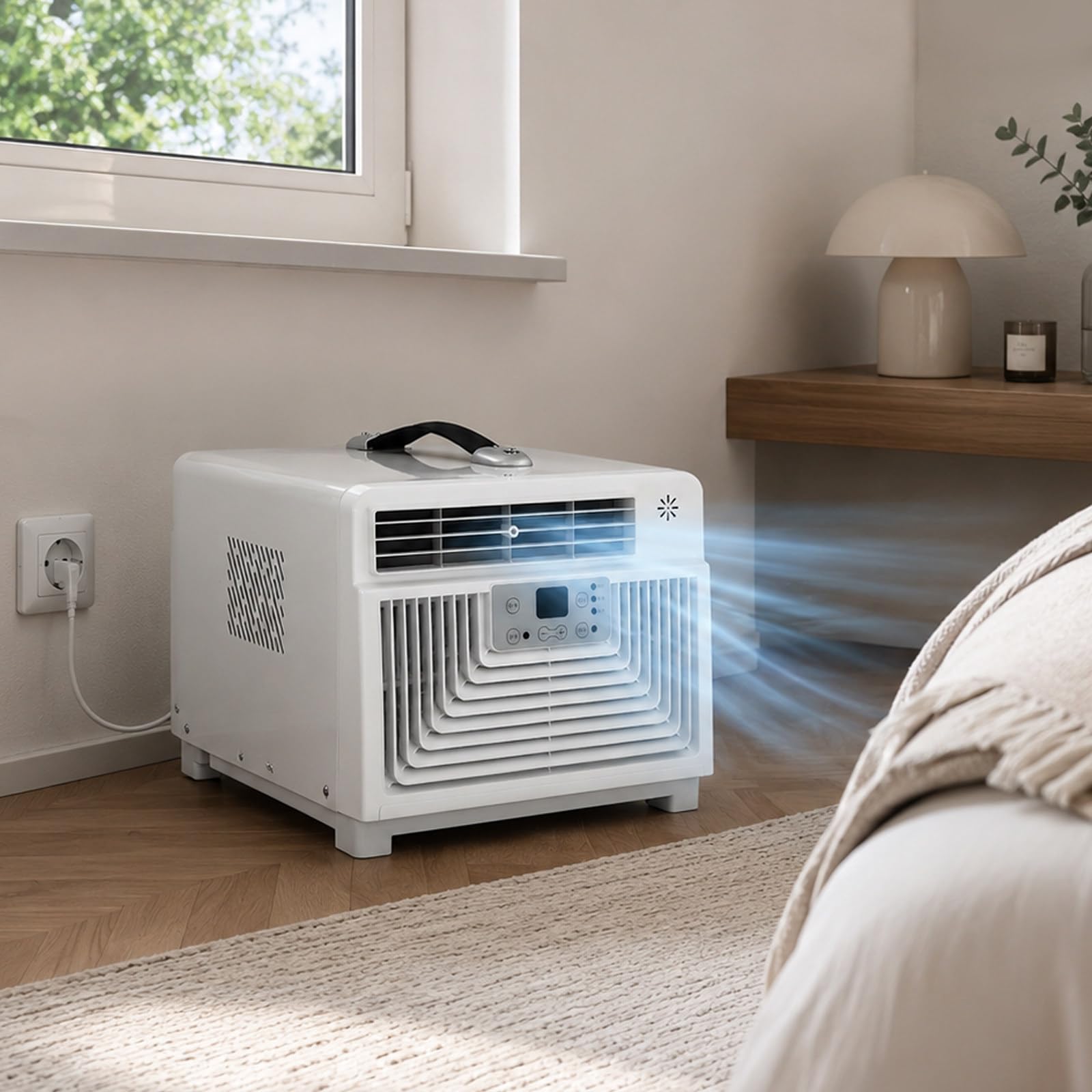 moupeaktain Air Conditioner for Camping, 3400 BTU Portable Tent Ac Unit, 3-in-1 Cooling Dehumidifier Fan Camping Ac Unit with Remote, 1-12h Timer, Quiet for Rv, Van, Truck, Cabin, 220V