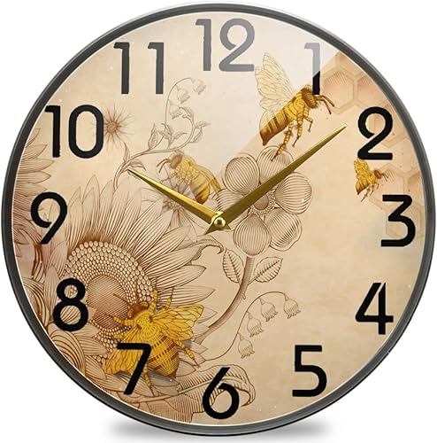 Miniatura 14 de Naanle Vintage Mandala Pattren Reloj de pared redondo, 12 pulgadas, silencioso, de cuarzo, analógico, silencioso para el hogar, oficina, escuela