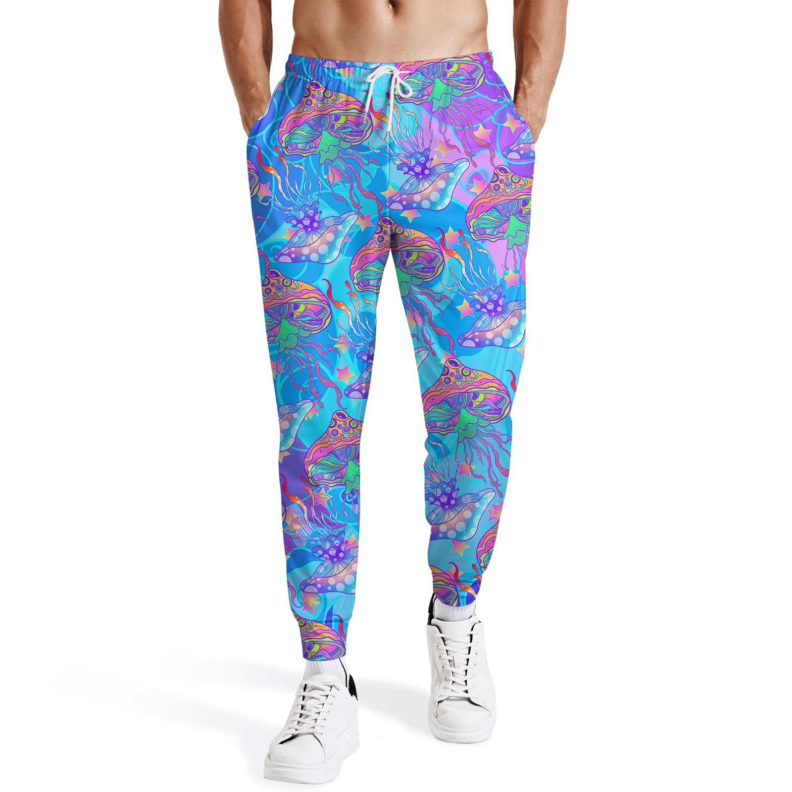 Nhjk Mens Joggers Sweatpants Printed Athletic Pants for Running Casual Sports with Pockets