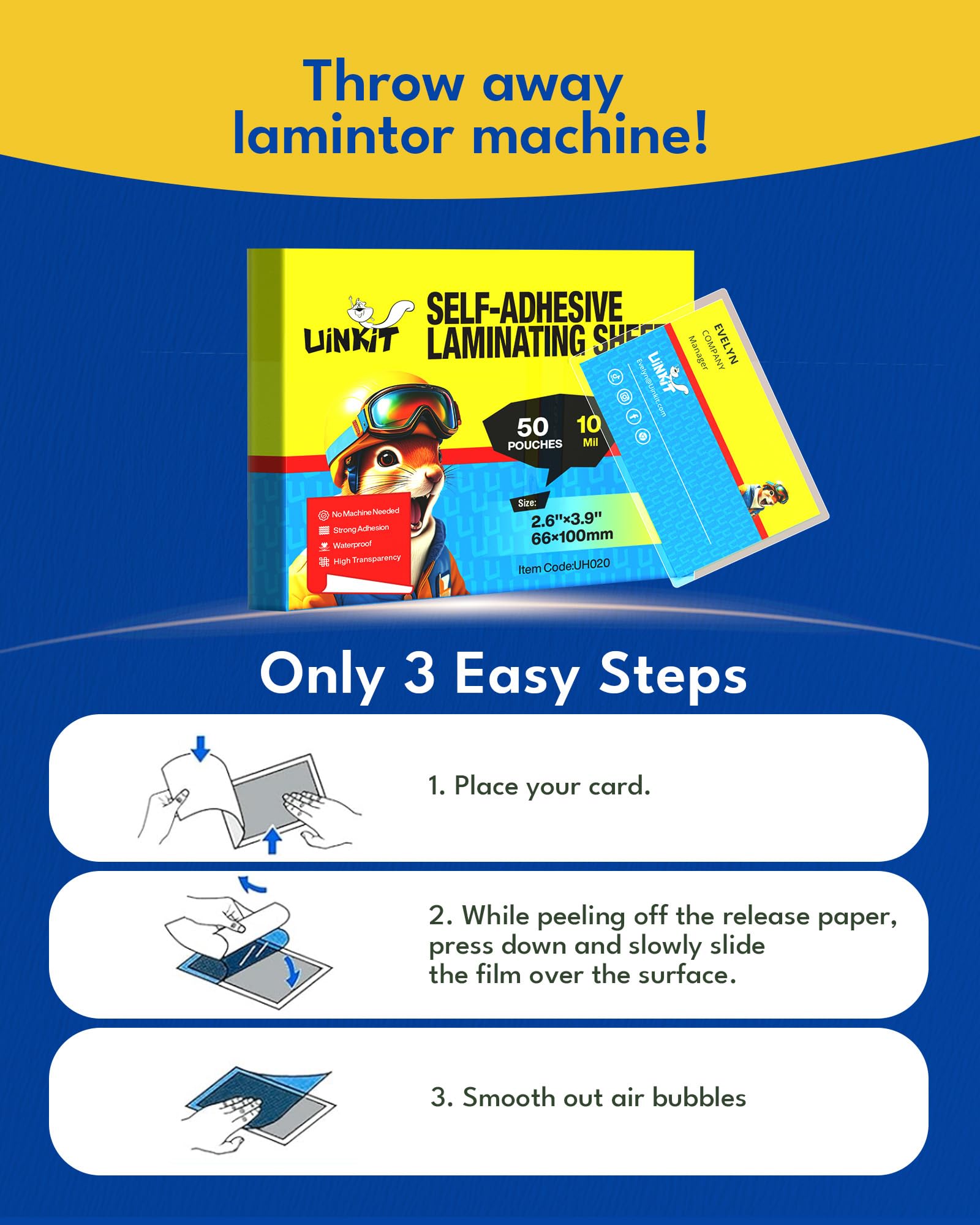Laminating Pouches - 50 Pack for Business Cards -5 Laminating Pouches - 50 Pack for Business Cards -5