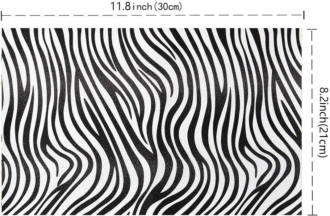 Picheng Black & Brown Theme Faux Leather Sheets, 8pcs/Set 8" x 12" Glitter & Zebra & Leopard Pattern Leather Fabric Sheets for Leather Earring, Crafts DIY Projects (Black & Brown)