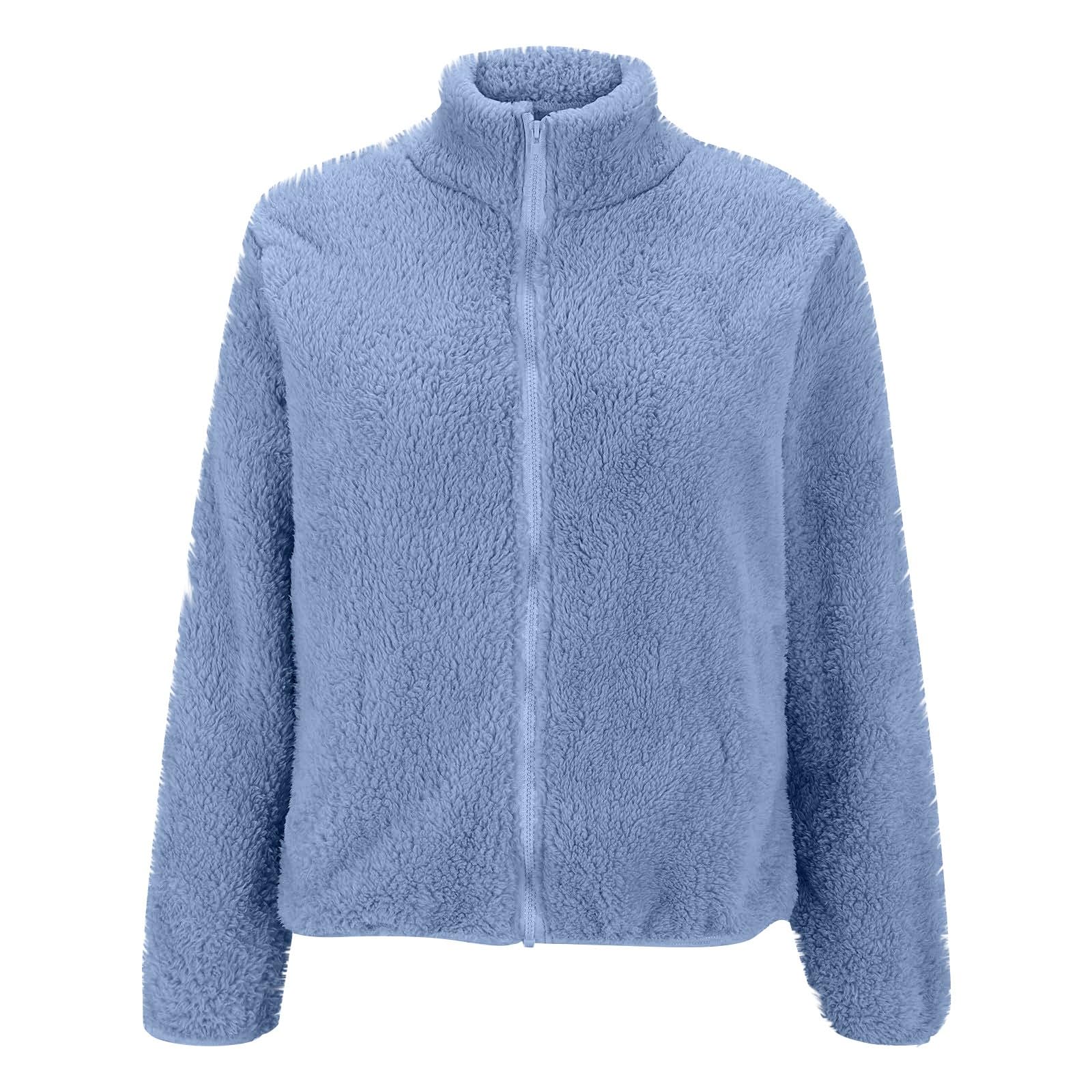 Veste Polaire Femme Chaud Manteaux sans Capuche Hiver Sweat Zippé pour Femme en Polaire Couleur Unie Leger Veste Ado Fille Pas Cher