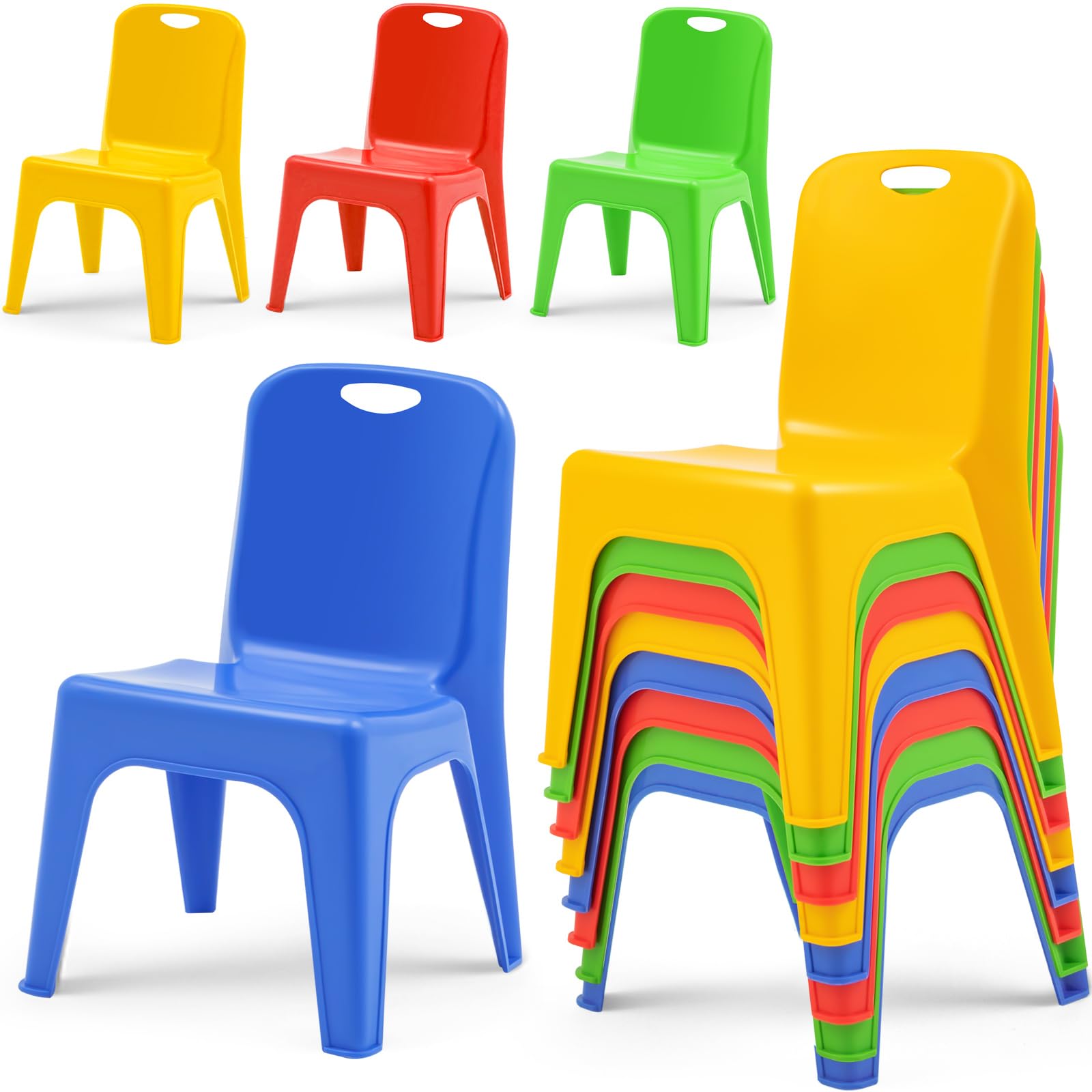 Kigley 8 Pcs School Chairs Stackable Plastic Classroom Chairs Kids Colorful Learning Chairs Student Seat Stacking Preschool Chair for Children Toddler Indoor Outdoor Home Playroom Daycare 11 Inch