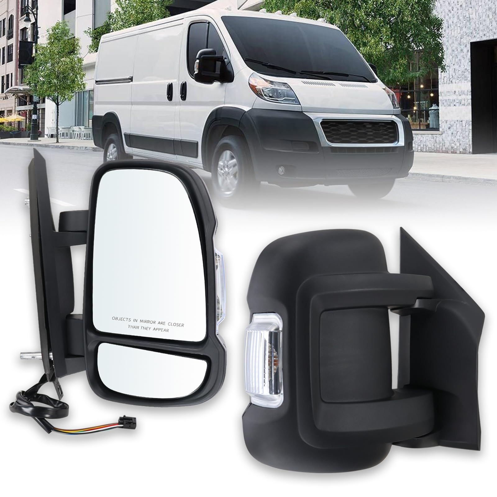 Photo 1 of Lqito Right Passenger Side Mirror Compatible with 2014-2026 Ram Promaster 1500/2500/3500 with Power Glass Heated turn signal light manual folding Replace#CH1321376 5VE98JXWAD(8Pins)