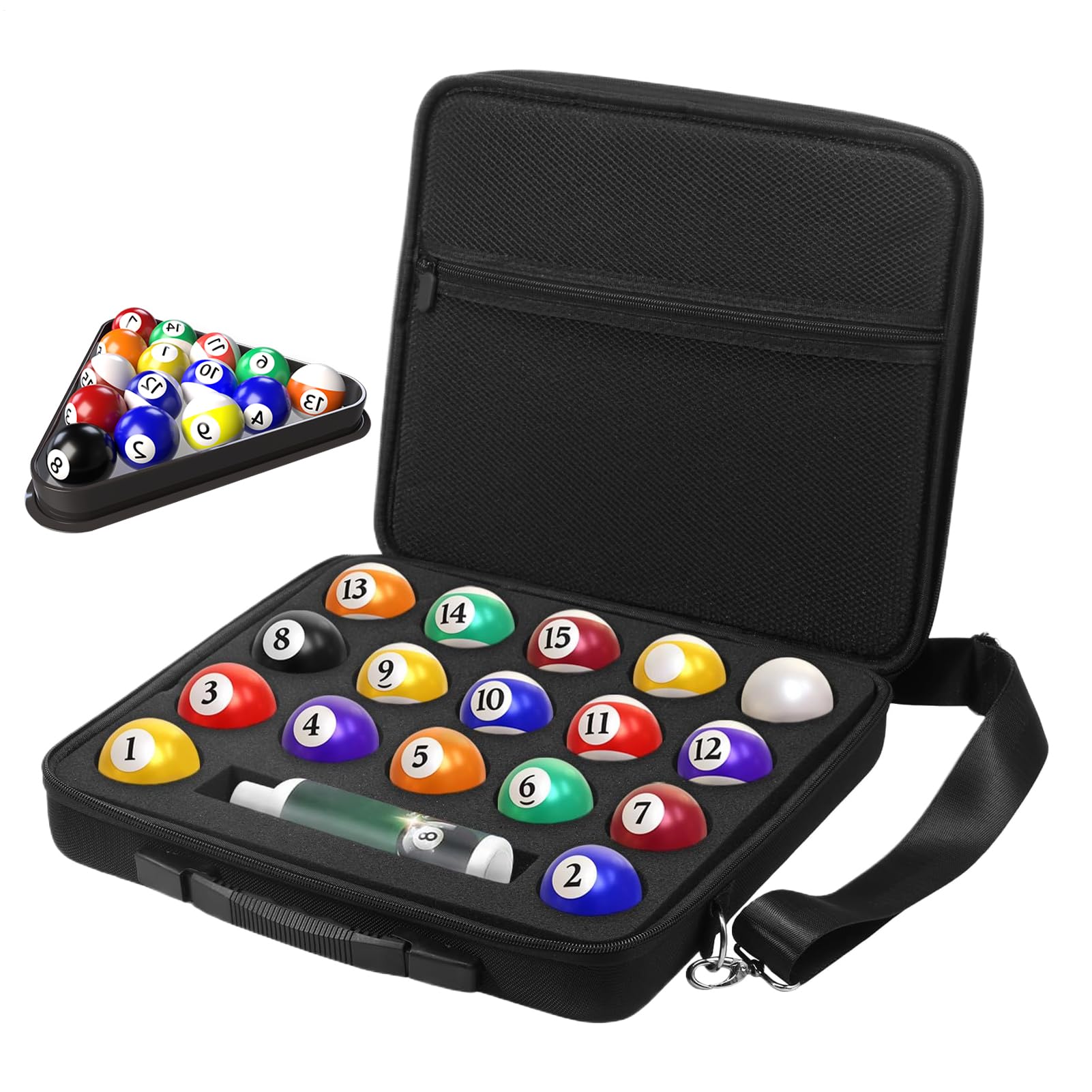 Billiardball-Aufbewahrungstasche – Billard Organizer mit Schultergurt, tragbarer Ständer für zu Hause und Turniere | Langlebige Reisetasche für Männer und Frauen, Freizeiträume