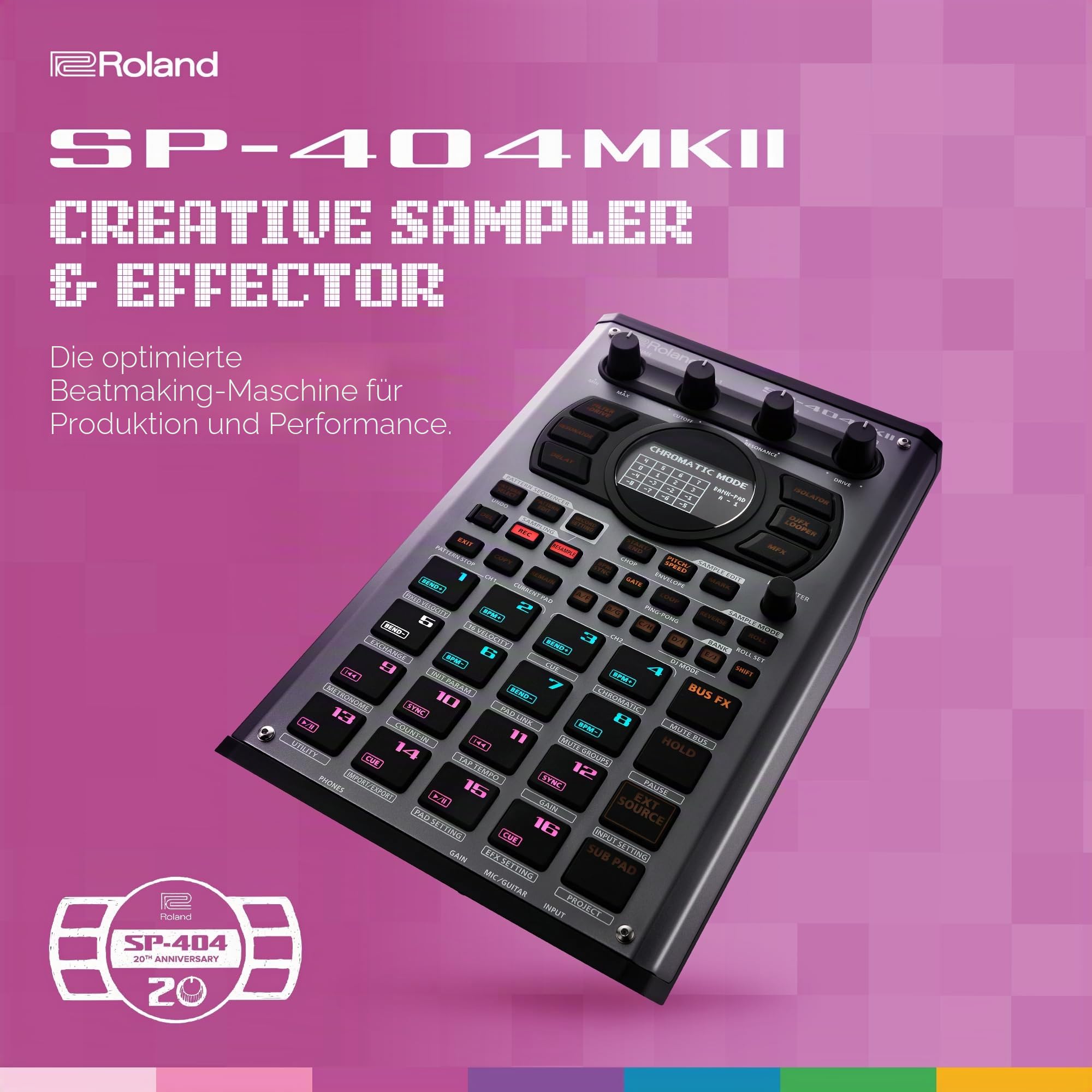 Roland SP-404MKII Kreativer Sampler und Effektgerät mit 16 GB internem Speicher, 32-stimmiger Polyphonie und 160 Samples pro Projekt