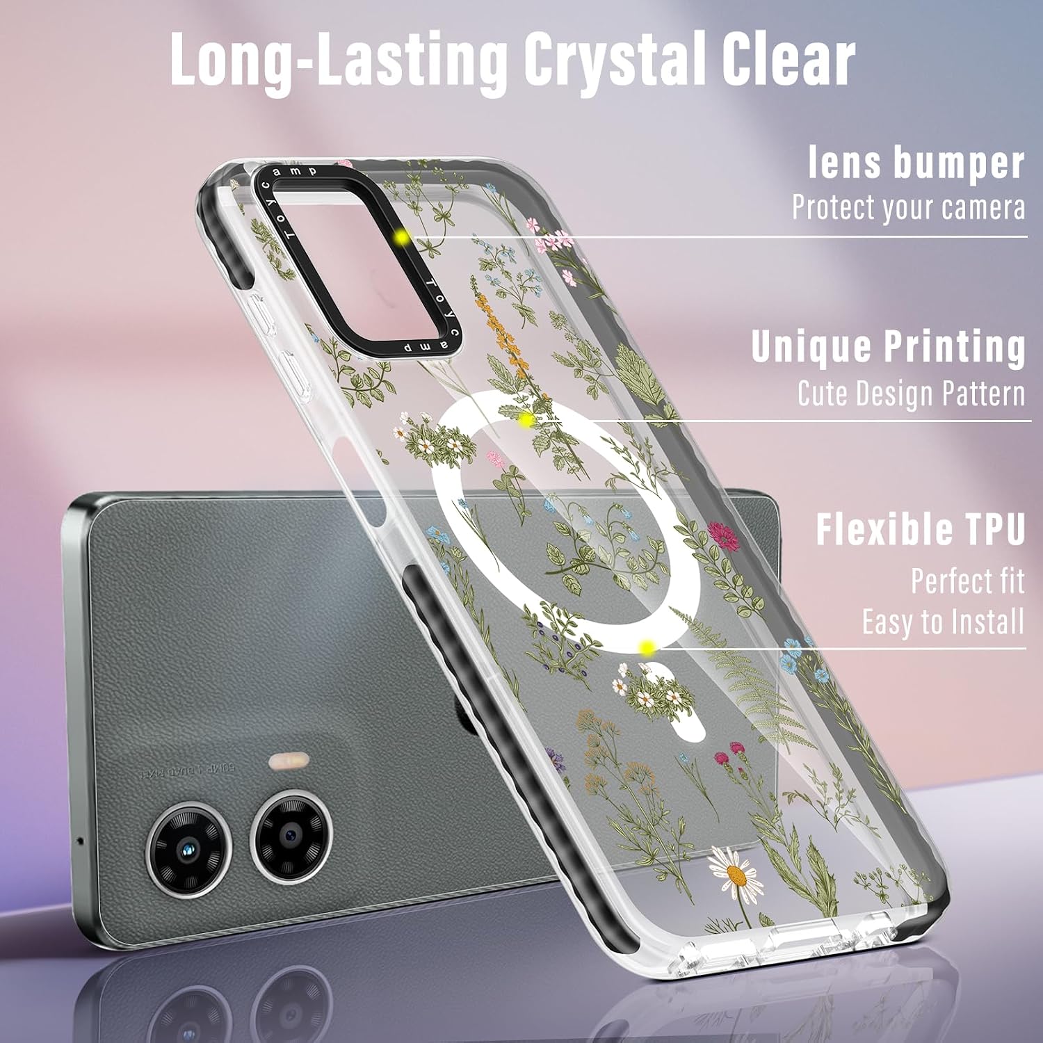 Toycamp for Moto G 5G 2024 Case - Compatible with MagSafe Women Girls Cute Phone Cover Magnetic with Shockproof Protective Girly Pretty Unique Designer Funda for Motorola G 5G 2024, Flower image 3