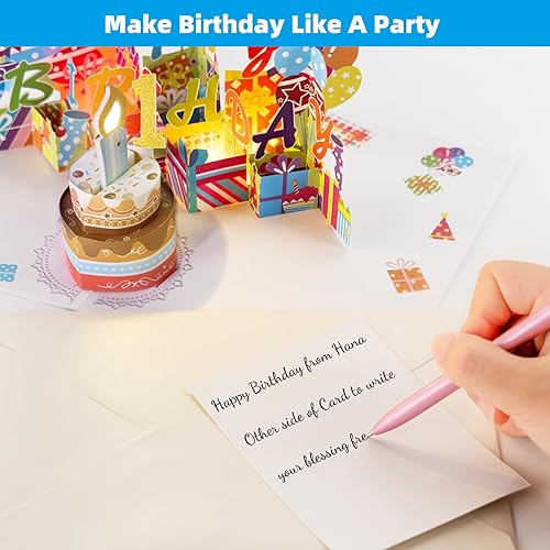 Miniatura 5 de Gumry - Tarjeta de primer cumpleaños desplegable y musical, con vela 3D colorida que se puede soplar y sonidos de aplausos, para hijos o hijas que