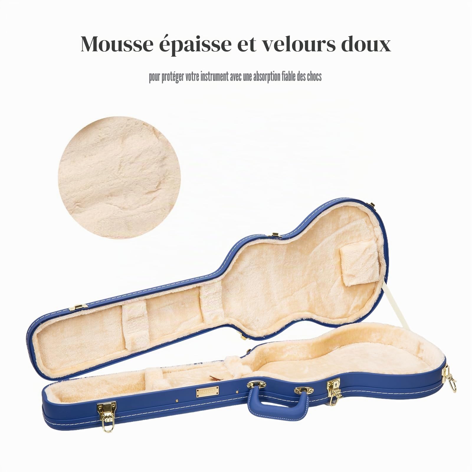 Crossrock Designer Series CRW520SGVB Mallette en Bois pour Guitare électrique Gibson SG avec verrou de sécurité, Pieds en métal, Espace de Rangement Bleu Vif, Bleu Vif, SG, SG