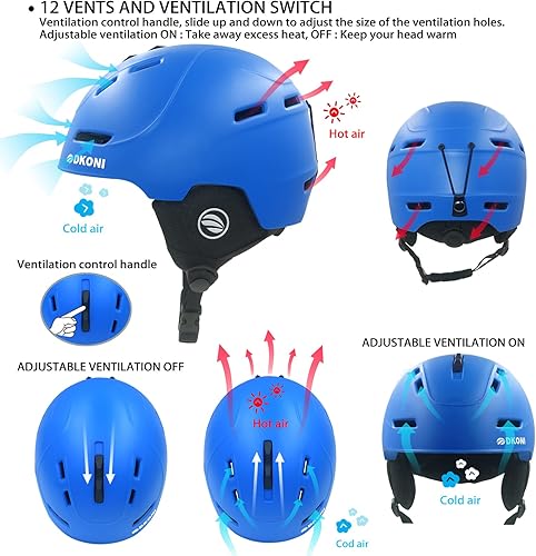 Miniatura 2 de DKONI Casco de esquí para adultos, casco de snowboard para hombres y mujeres, casco de deportes de nieve certificado para esquí, snowboard