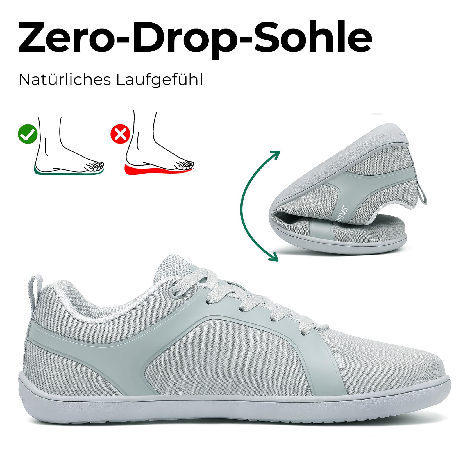 SAGUARO Barfußschuhe Herren Minimalistische Freizeitschuhe mit Zero Drop Sohle für Alltag,Pendeln,Walking,Reisen Gr.39-48
