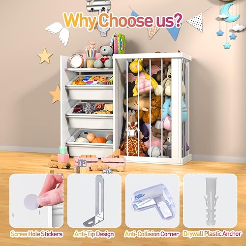 Miniatura 7 de Organizador de almacenamiento de juguetes de madera para niños, estante organizador de almacenamiento de juguetes para niños de 3 niveles,