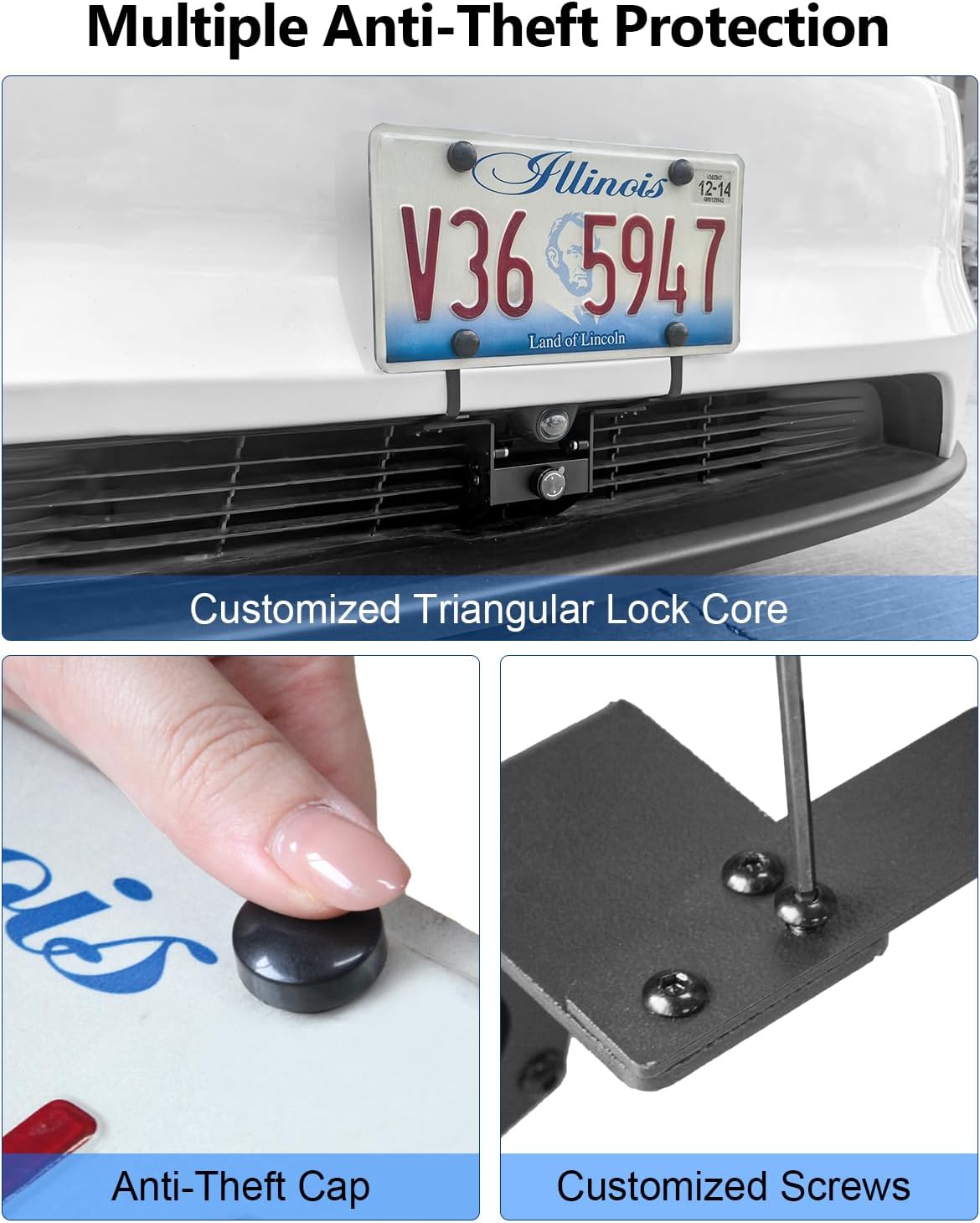 No Drill Front License Plate Holder for Tesla Model Y Juniper 2025-2026, Camera-Compatible Plate Bracket Mount Lockable Anti-Theft No Adhesives License Plate Frame Car Wash Safe Model Y Accessories
