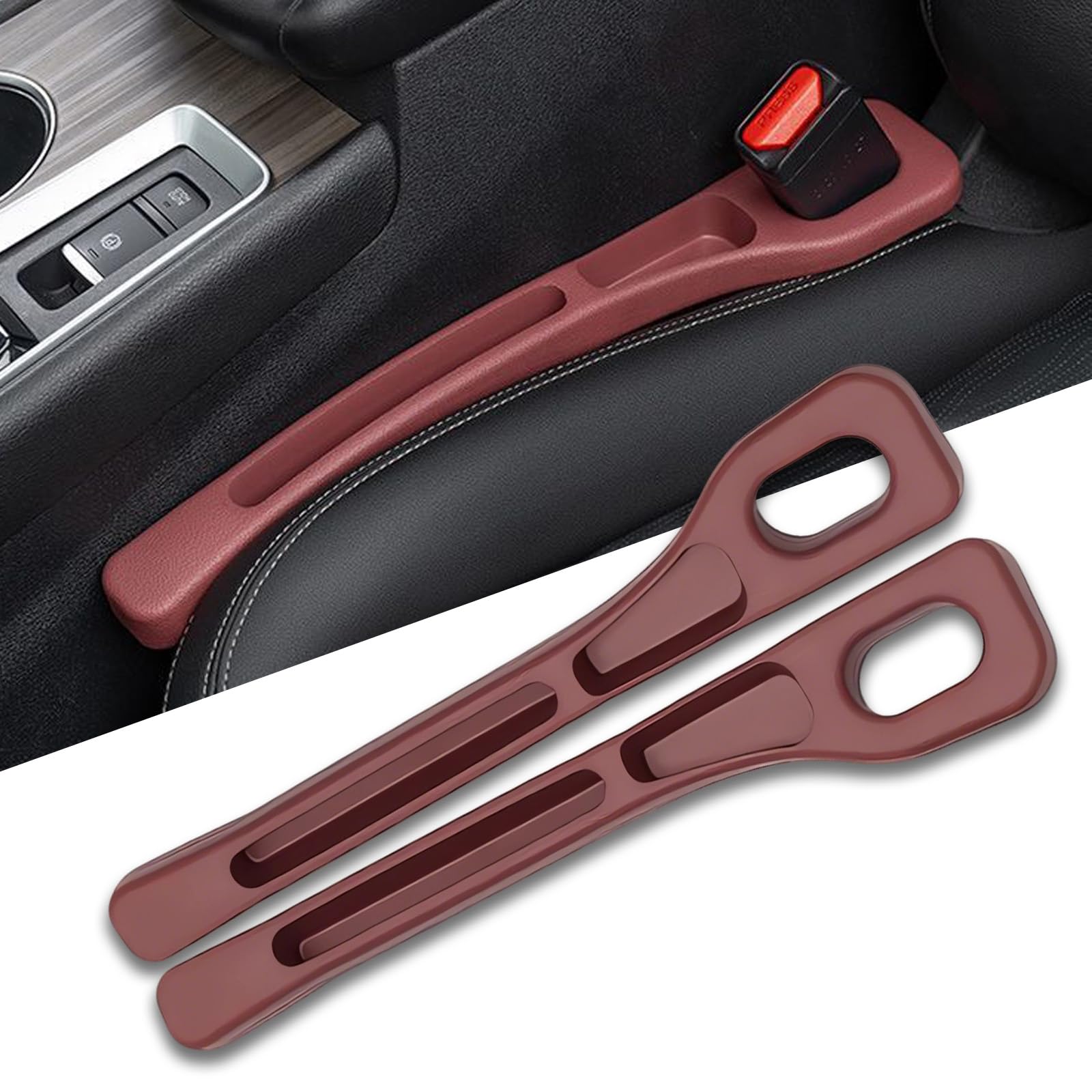 Lxfdafa Red 2Pcs Car Seat Gap Filler Organizer For Peugeot 308 Sw Gt 2021-2024, Car Interior Gap Storage Box Sealing Strip Leak-Proof Storage Pocket,