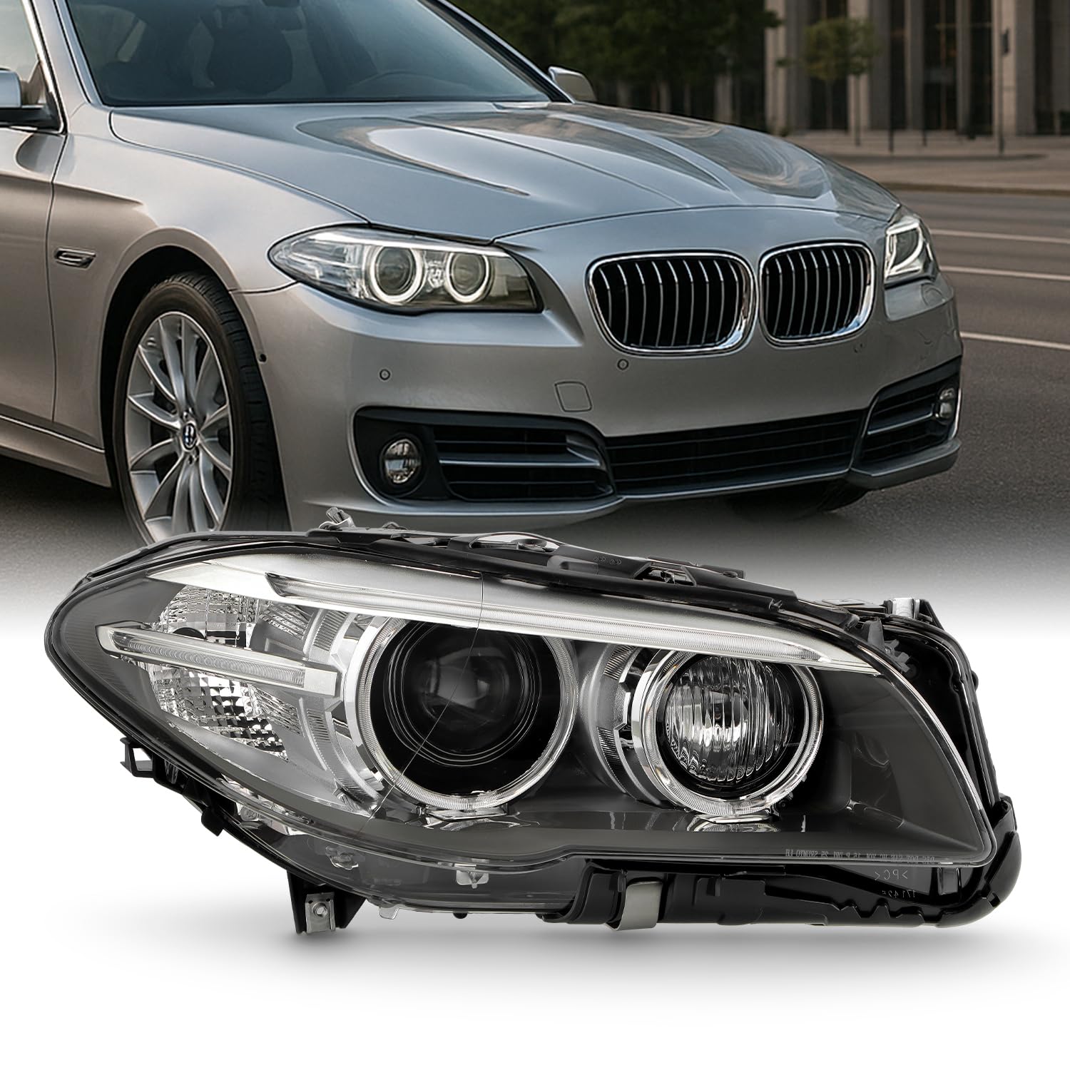 AKKON - Fit 2014 2015 2016 BMW BMW 5-Series F10 528i|535i|550i|ActiveHybrid 5 HID/Xenon w/AFS Projector Headlight Headlamp OE Style Passenger Right