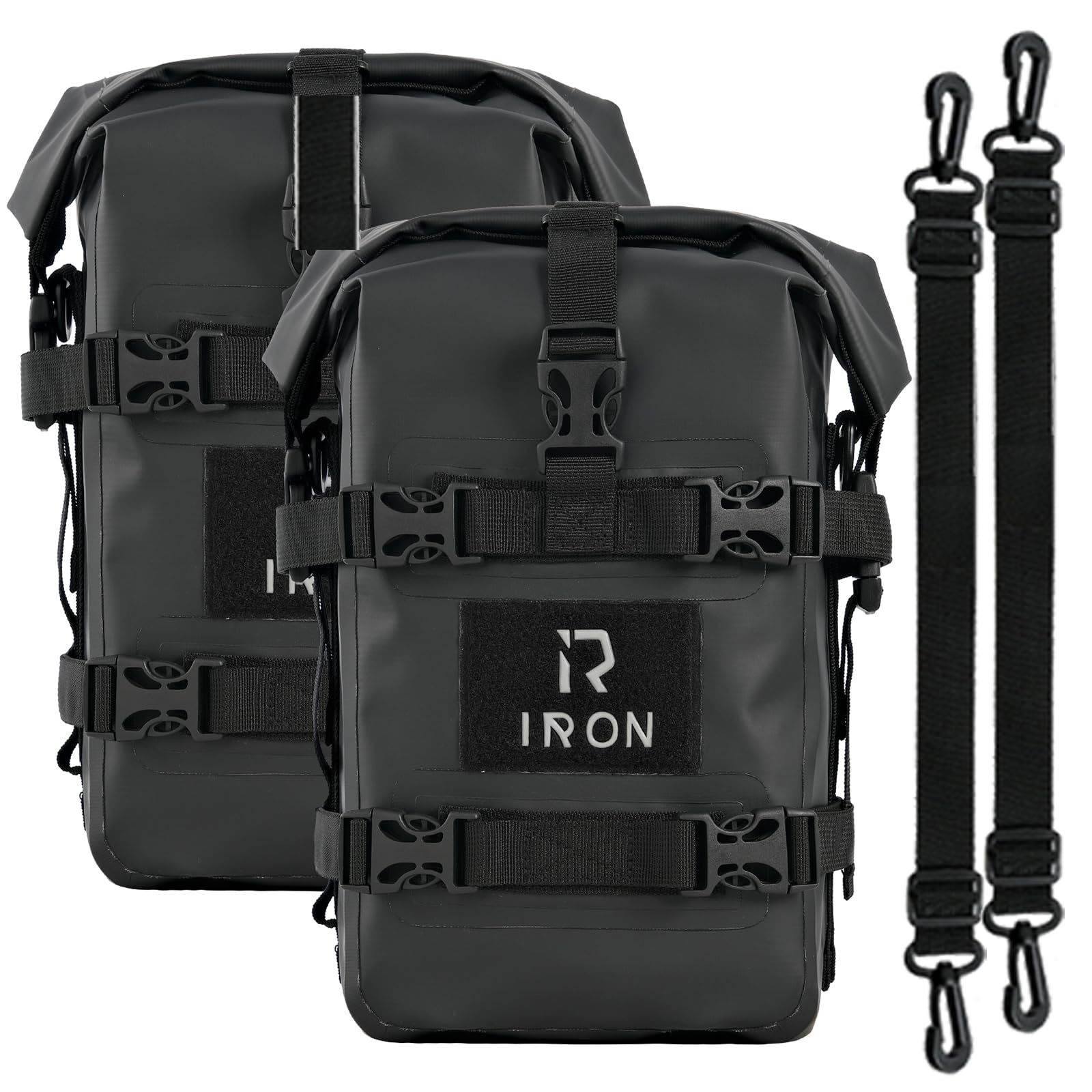 RIDEIRON Sturzbügeltaschen Motorrad – 2×5L wasserdichte Crash Bar Bags aus 500D PVC, robuste Universal-Seitentaschen, blitzschnell montiert, für Pendler & Abenteurer