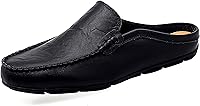 GoTour Men's Breathable Leather Mules Clog Slippers - Handmade Casual Loafers Slip-On Driving Shoes