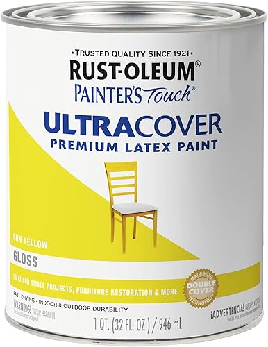 Miniatura 144 de Rust-Oleum Painters Touch, Ultra Cover 2X, 1994502 - Pintura de látex, color almendra, 1 cuarto de galón Almendra brillante