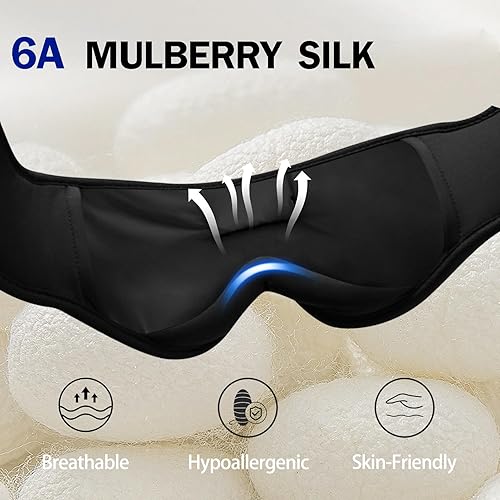 Miniatura 4 de TOPOINT Máscara para dormir con auriculares Bluetooth, máscara de ojos de seda transpirable para dormir para hombres y mujeres, máscara para dormir