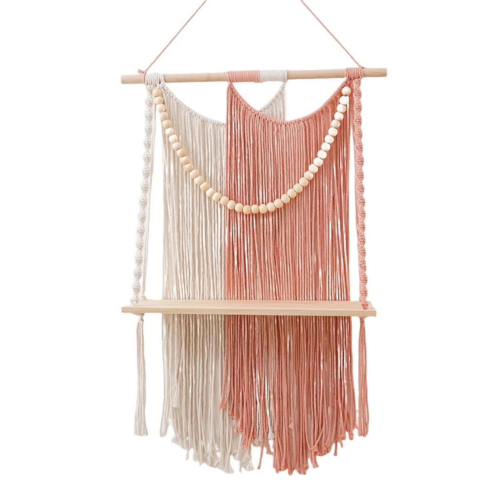 APGLSXY Tassels Styles Macrames Wall Mounted Shelf with Wood Bead Design Ideal for Displaying Individual Styles in Any Room Floating Organizers