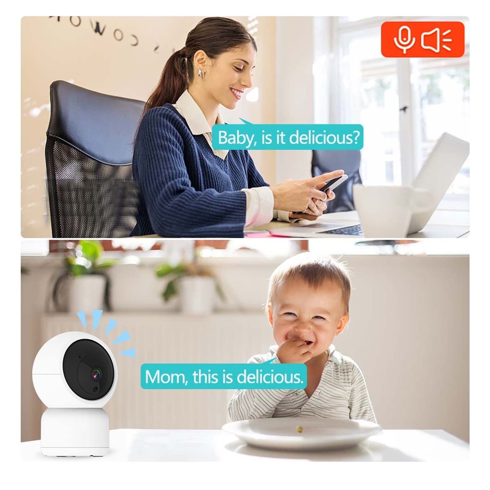Kamera Monitorująca, Bezprzewodowa kamera 3MP Bezpieczeństwo w domu Ochrona Wykrywanie ludzi Mini nadzór wideo Kamera IP Baby Monitor PT(3MP Cam Add 128G)