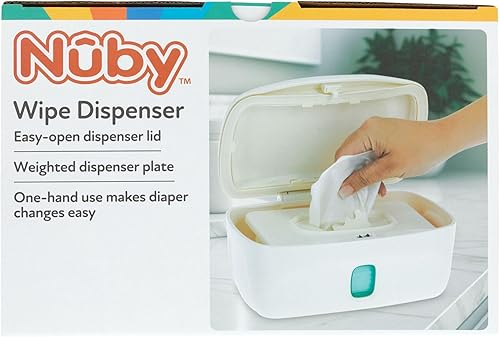 Miniatura 6 de Nuby Dispensador de toallitas para bebés, tapa fácil de abrir y placa pesada para una dispensación suave, ventana transparente
