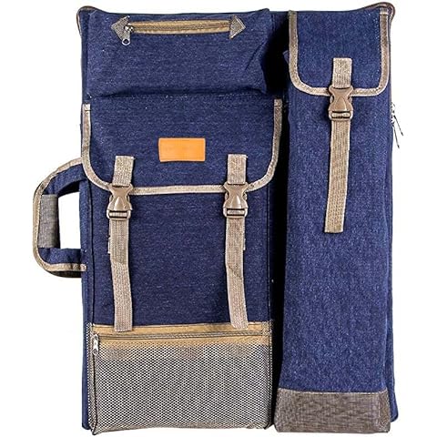 TRANSON Artist Backpack Art Portfolio Bag 26” x 19.5” Navy Blue Cover