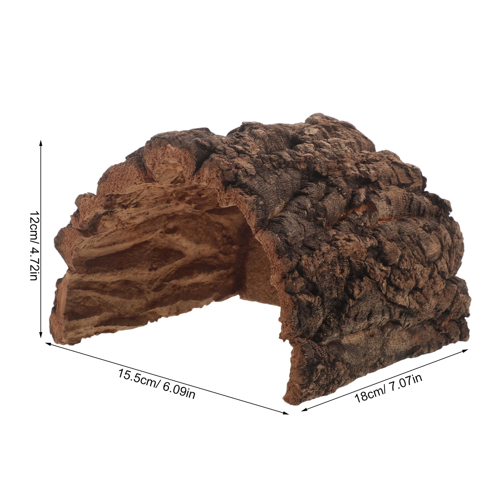 Refugio de Corteza de Corcho para Reptiles - Cueva de Corteza de árbol Natural para lagartos, barbudos y Geckos - Terrario pequeño con Forma de de 6x7''